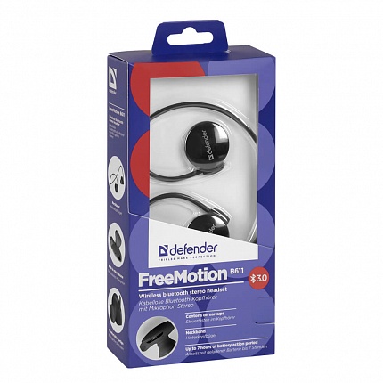 Спортивная Bluetooth гарнитура DEFENDER FreeMotion B611 черная 63611