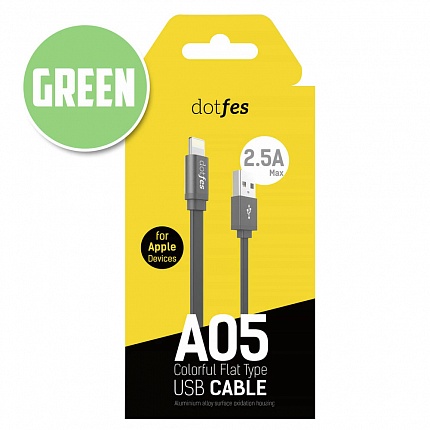 USB кабель DOTFES A05 Lightning (1m) green