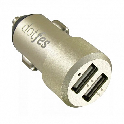 АЗУ DOTFES B03s 2xUSB, 4.8A + кабель micro USB gold
