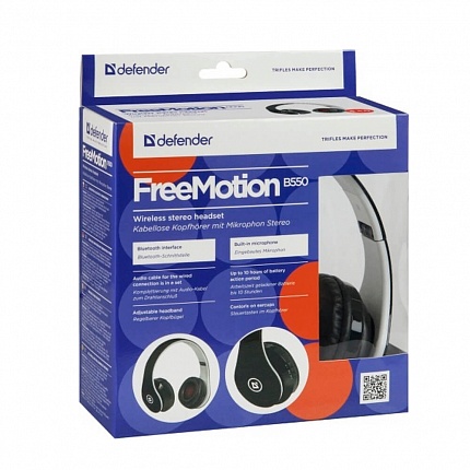 Полноразмерная Bluetooth гарнитура Defender FreeMotion B550 черная 63550