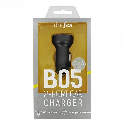 АЗУ DOTFES B05 2xUSB, 3.4A, black АЗУ DOTFES B05 2xUSB, 3.4A, black