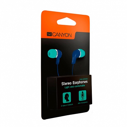 Наушники CANYON CNS-CEPM02GBL с микрофоном Green+Blue Наушники CANYON CNS-CEPM02GBL с микрофоном Green+Blue