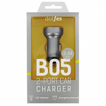 АЗУ DOTFES B05 2xUSB, 3.4A, tarnish АЗУ DOTFES B05 2xUSB, 3.4A, tarnish