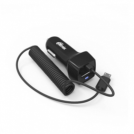 АЗУ с витым кабелем microUSB RITMIX RM-2191DC black + 1хUSB 2,1А 