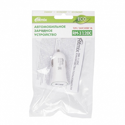 АЗУ RITMIX RM-112DC white 1А 1хUSB
