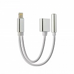 Адаптер 2 в 1 Lightning / выход 3.5mm для наушников + Lightning (наушники + зарядка) поддержка iOS 10.3, техупаковка