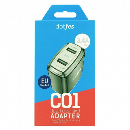 CЗУ DOTFES C01 2xUSB, 3.4A, tarnish