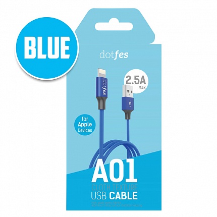 USB кабель DOTFES A01 Lightning (1m) blue