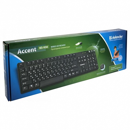 Проводная клавиатура Accent SB-930 RU ( Влагоустойчивая),черный,компактная DEFENDER 45030 Проводная клавиатура Accent SB-930 RU ( Влагоустойчивая),черный,компактная DEFENDER 45030