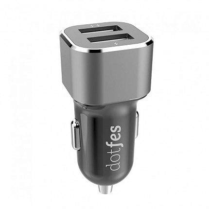 АЗУ DOTFES B02s 2xUSB, 3.1A + кабель Lightning gray