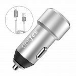 АЗУ DOTFES B03s 2xUSB, 4.8A + кабель Lightning silver
