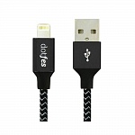 USB кабель DOTFES A06 Dual Color Lightning (1m) black